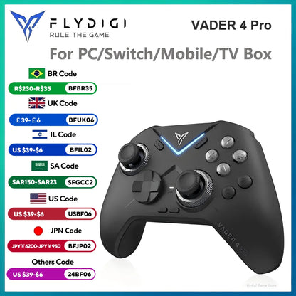 Flydigi Vader 4 Pro Gaming Controller, Force-switchable Tirgger Support, For PC/NS/Mobile/TV Box, PC Gamer PS Cloud Game Gamepad