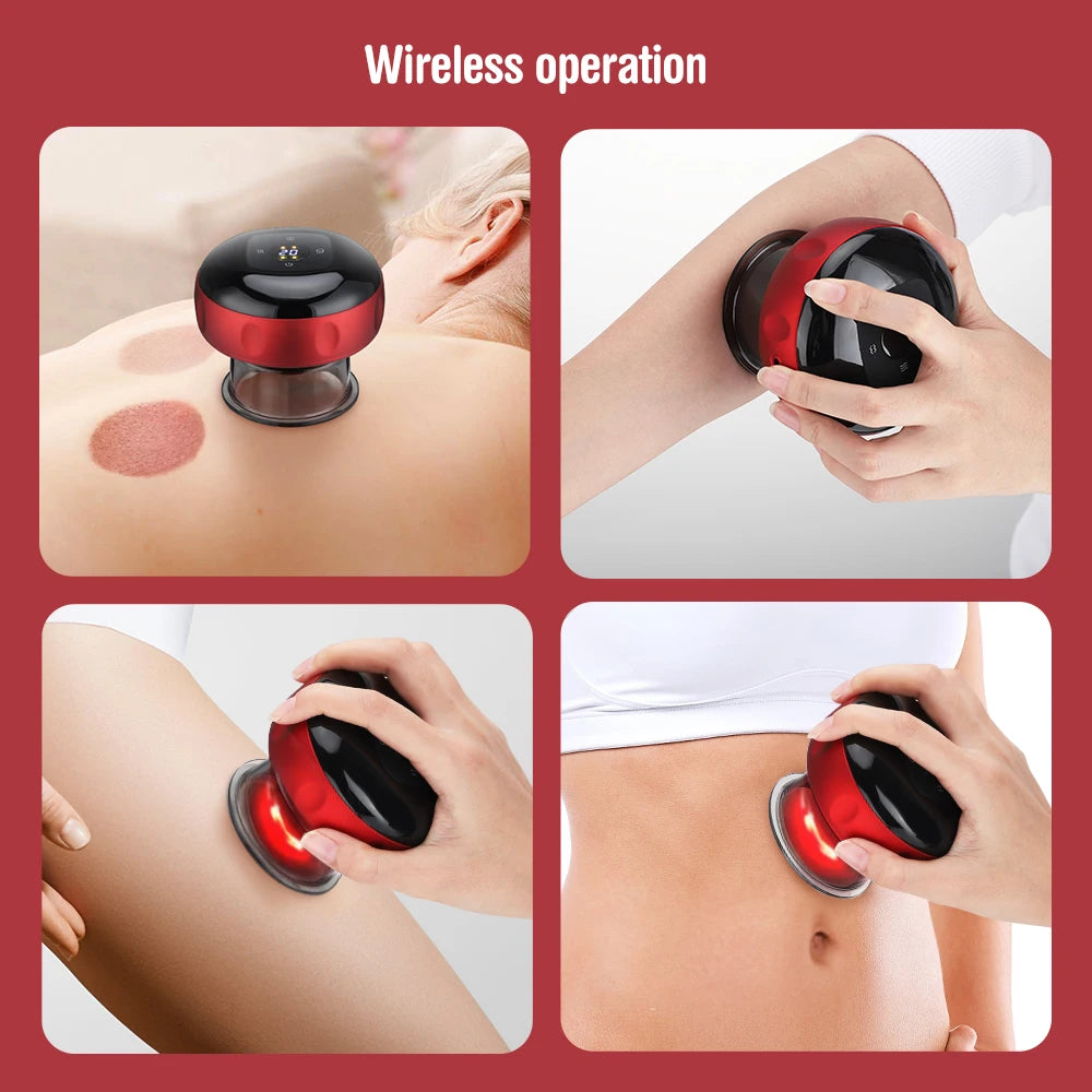 12 Speed Intelligent Vacuum Cupping Set Skin Scraping Massage Guasha Wireless Slimming Body Fat Burner Smart Cupping Electric