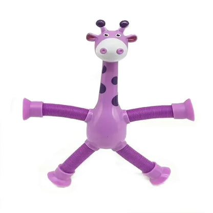 Children Suction Cup Toys Pop Tubes Stress Relief Telescopic Giraffe Fidget Toys Sensory Bellows Toys Anti-stress Squeeze Toy