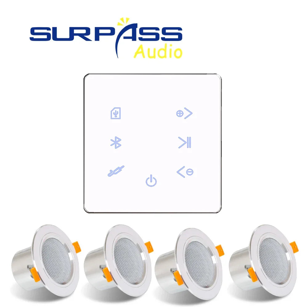 Smart Home Theater Bluetooth Wall Amplifier with Bathroom Ceiling Speakers Stereo Audio Background Music System Music Player