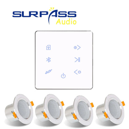 Smart Home Theater Bluetooth Wall Amplifier with Bathroom Ceiling Speakers Stereo Audio Background Music System Music Player