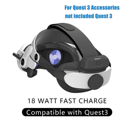 GOMRVR G3 Battery Head Strap compatible with Meta Quest 3 Replacement of Elite Strap 18 watt Magnetic Fast Charge 5000 battery