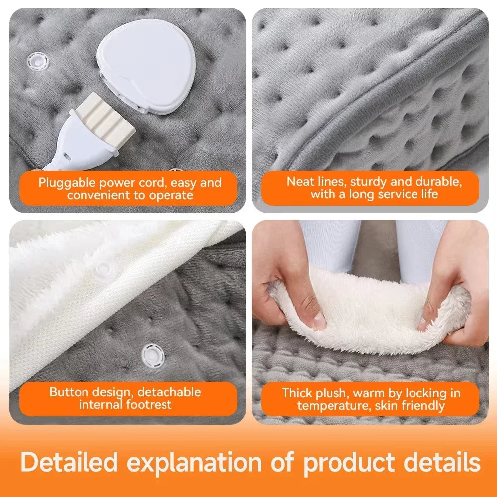 Electric Foot Heater 4 Modes Timing Heating Control Washable Foots Warmer Pad Thermal Foot Care Cushion