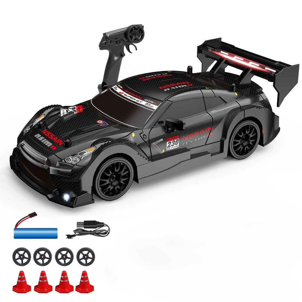 RC Drifting Car 1:24 4WD 30km/H High Speed LED Lights Gyro 2.4Ghz Remote Control with PVC Shell Electric Toys for Boys Kids Gift