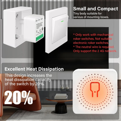Tuya Smart Zigbee/WiFi Mini Switch 2-way Control Light Breaker With Energy Monitor SmartLife Remote Support Alexa Google