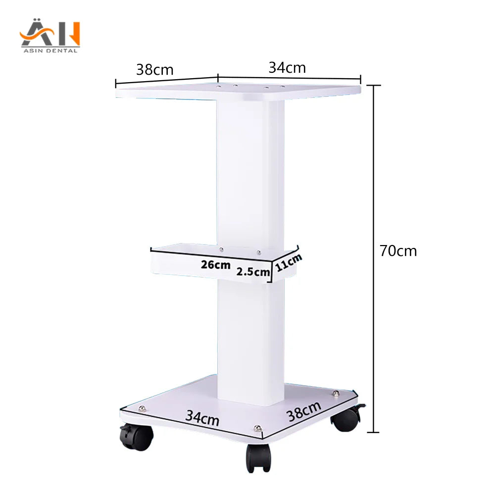Medical Trolley Mobile Shelf Table Dental Unit Portable Cart with Swivel Brake Wheels and Socket for Dental Clinic Dentist Tools