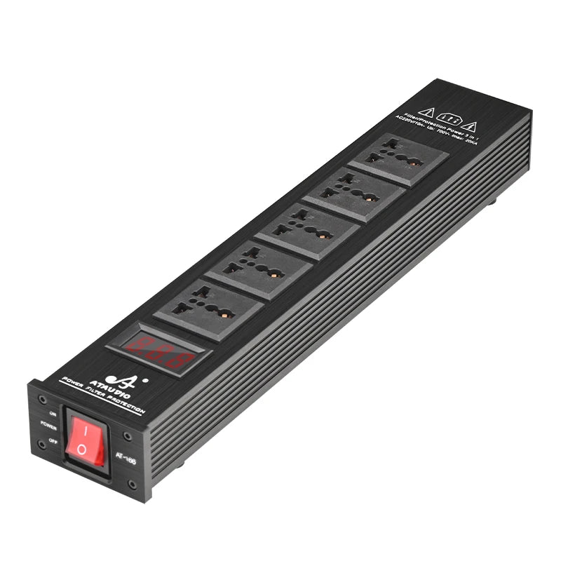 ATAUDIO Hi-end HiFi Audio Power Filter Aluminum Alloy Noise Reduction US Plug / Universal AC Power Socket Audio Purifier Outlet