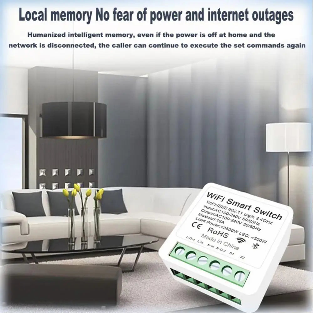 16A EWeLink Wifi MINI Smart Switch Support 2-Way Control Timer Wireless Switch Smart Home Automation Work With Alexa Google Home