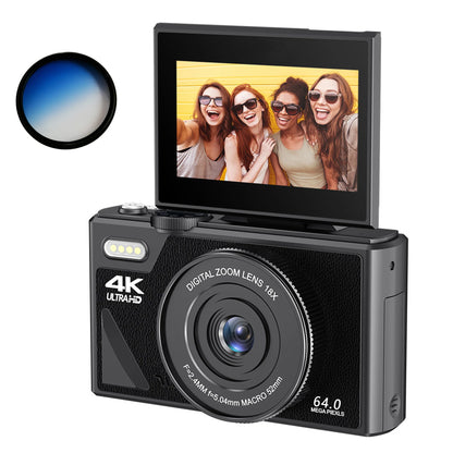 64MP Digital Camera for Photography 4K Video Vlogging Camcorder YouTube Webcam Cameras 18X Digital Zoom Camera 3" Flip Screen