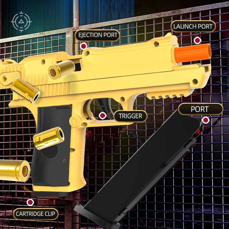 Outdoor Games Gold Desert Eagle Soft Bullet Toy Gun Launcher Automatic Shell Throwing Continuous Pistol Adult Boy Catapult Gifts