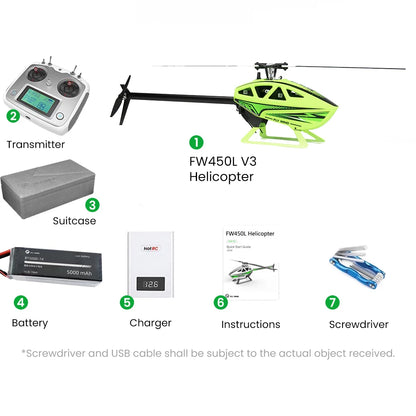 Flywing FW450l V3 Rc Helicopters Toys 6ch Adults Remote Control Helicopter Model PNP RTF 3D GPS Automatic Return RC Helicopter