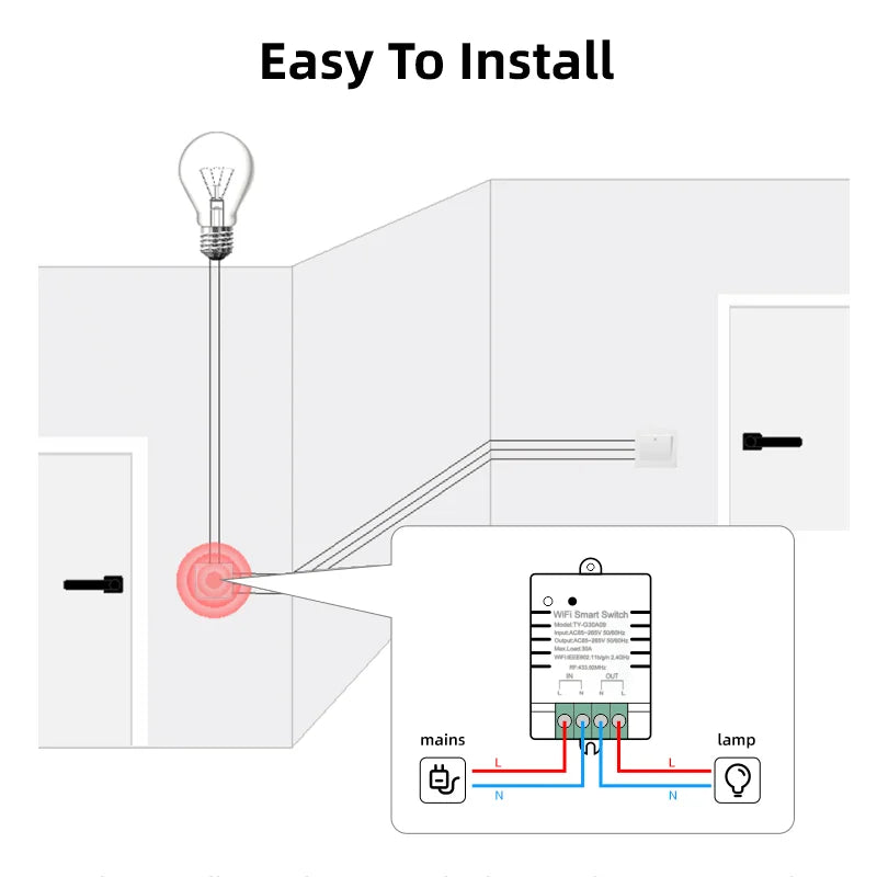 30A Tuya WiFi Smart Switch  High-Power DIY Breaker  Remote Controller Smart Home  Support Alexa Google Home Yandex Alice