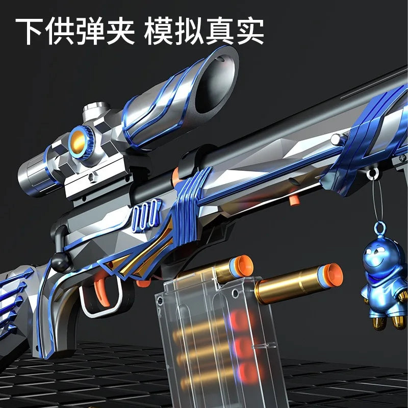 DIY Sniper Rifle Soft Bullets with Scope Manual Shell Ejection Toy Gun Outdoor Cs Game Prop Toy for Adult Boys Birthday Gift