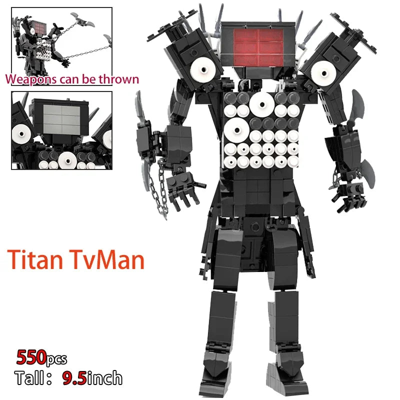 New Skibidi Toilet Weapon Titan TVMan Figure Building Block Toys For Boy Speakerman Bricks DIY Model Toy For Kid Adult Xmas Gift