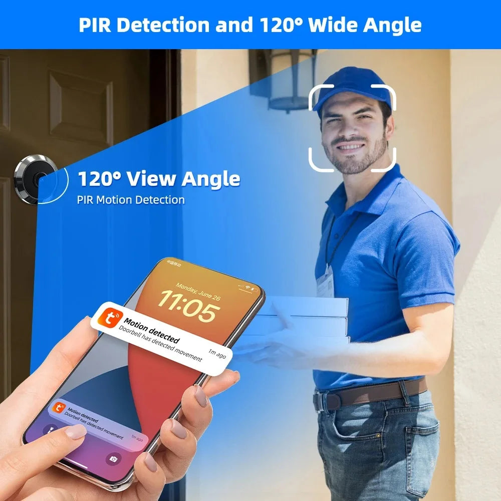 Mini 1080P Tuya Smart Life Home Digital Viewer Peepholes Door Eye WiFi IR No Red Exposure Night Vision Camera 4.3 Inch Monitor