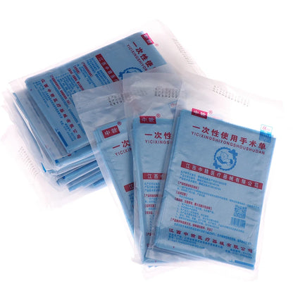 40pcs Disposable Surgical Drapes Surgical Sheet Blue Surgical Towel Non-woven Sterile Hole Sheet 600*600mm