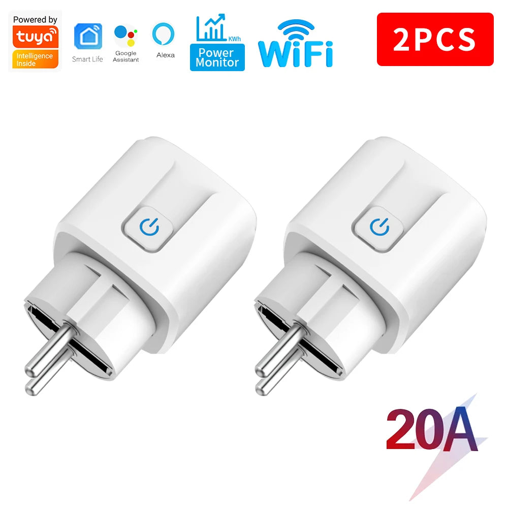 Smart Plug WiFi Socket EU 16A/20A With Power Monitor Timing Function Tuya Smart Life APP Control Works With Alexa Google Home