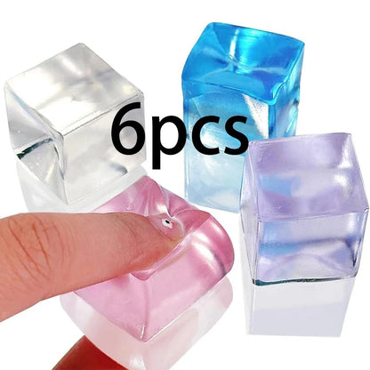 1-6Pcs Squishy Ice Cube Fidget Toy Stress Ball Squeeze Juguetes Divertidos Party Favors For Kids Birthday Classroom Prizes