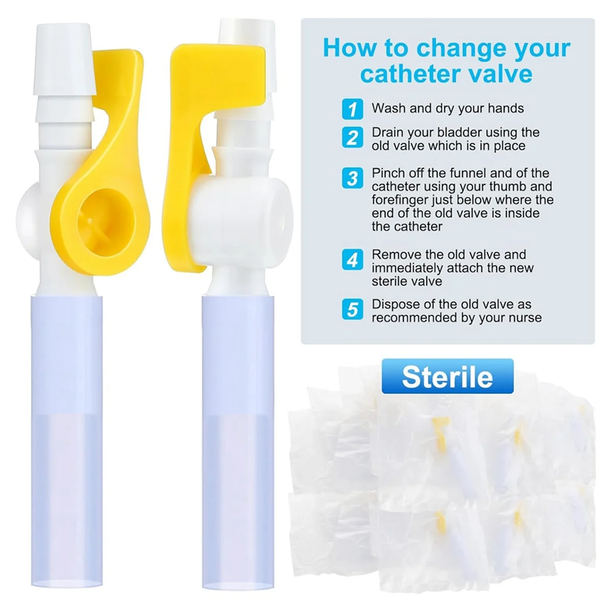 15 Pack Catheter Valve Urine Drainage Catheter Bag Valves with Smooth Edges and Silicone Tubing