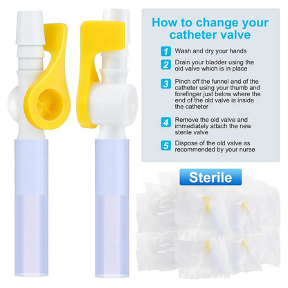 15 Pack Catheter Valve Urine Drainage Catheter Bag Valves with Smooth Edges and Silicone Tubing