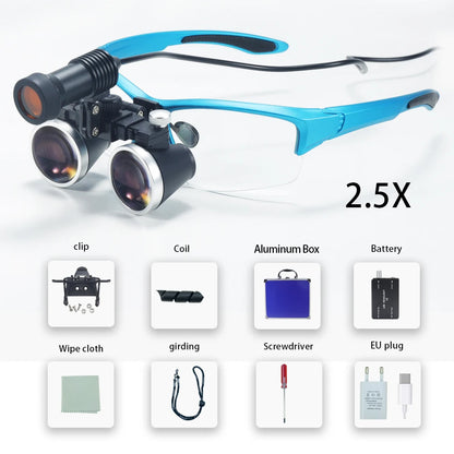 Dental Loupes 2.5/3.5x Black  Magnifier Lab Medical  Magnification Binocular Magnifier Headlight Headlamp 5W Seperately