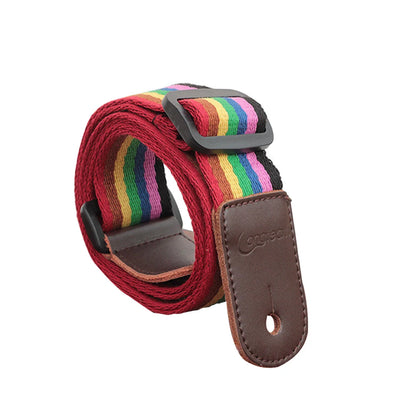 Ukulele Rainbow Strap Small Guitar Tail Nail Strap Breathable Cotton Material Double-Layer Quality Soft Leather Head