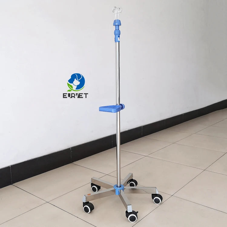 EUR PET medical portable removable iv drip pole stand for  with 4 hooks as Hospital Furniture