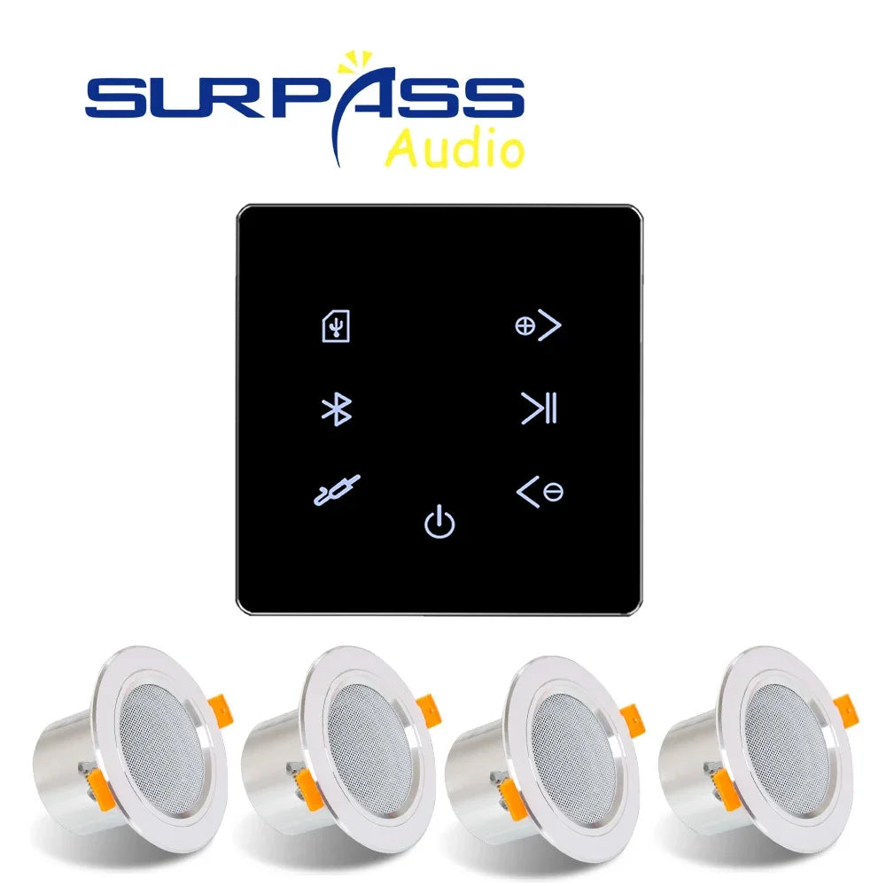 Smart Home Theater Bluetooth Wall Amplifier with Bathroom Ceiling Speakers Stereo Audio Background Music System Music Player