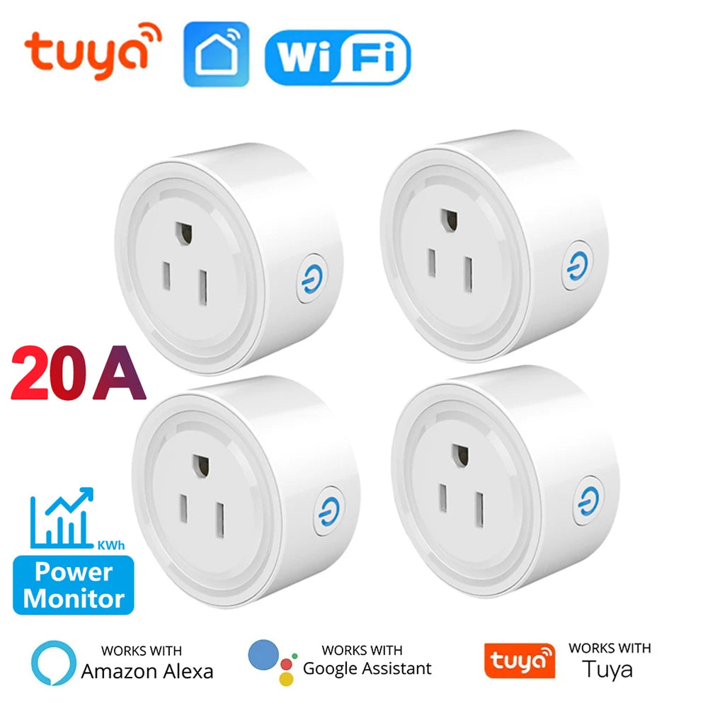 Tuya WiFi Smart Plug 20A with Power Monitor US Canada Mexico Peru Japan Colombia Smart Socket Timer Work With Alexa Google Home