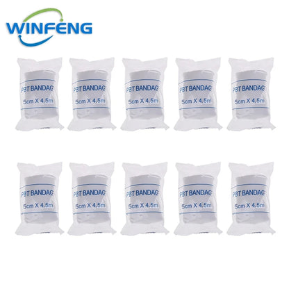 10Pcs Emergency First Aid PBT Elastic Bandages Breathable Cotton Wound Care Dressing Gauze Medical Nursing Survival Kits