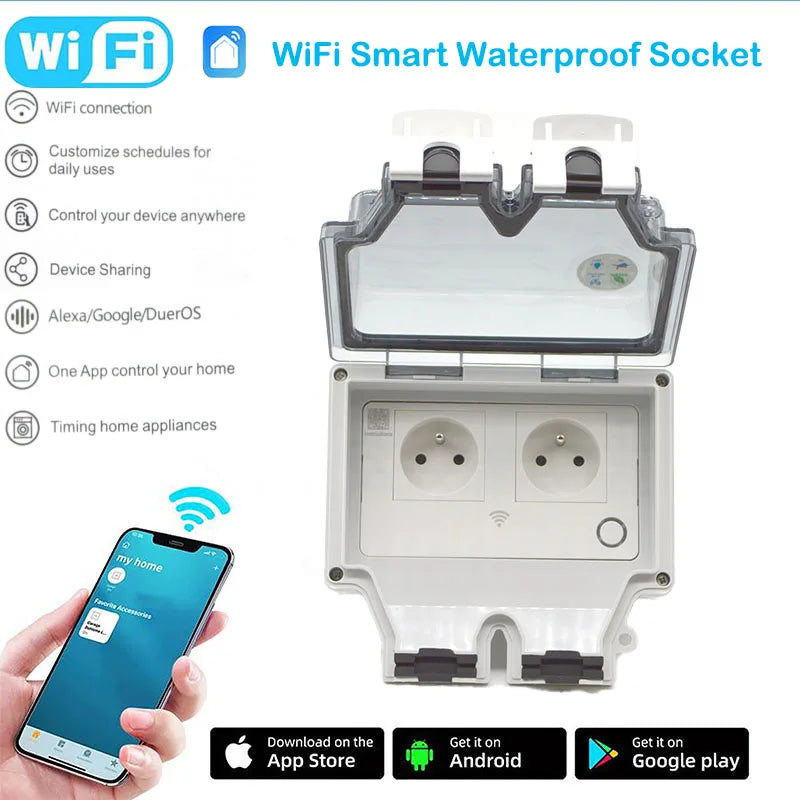 16A Smart Socket IP66 Waterproof Plug 86Type Outdoor Switch WiFi Israel Standard Power Jack App Remote Control With Smart Life