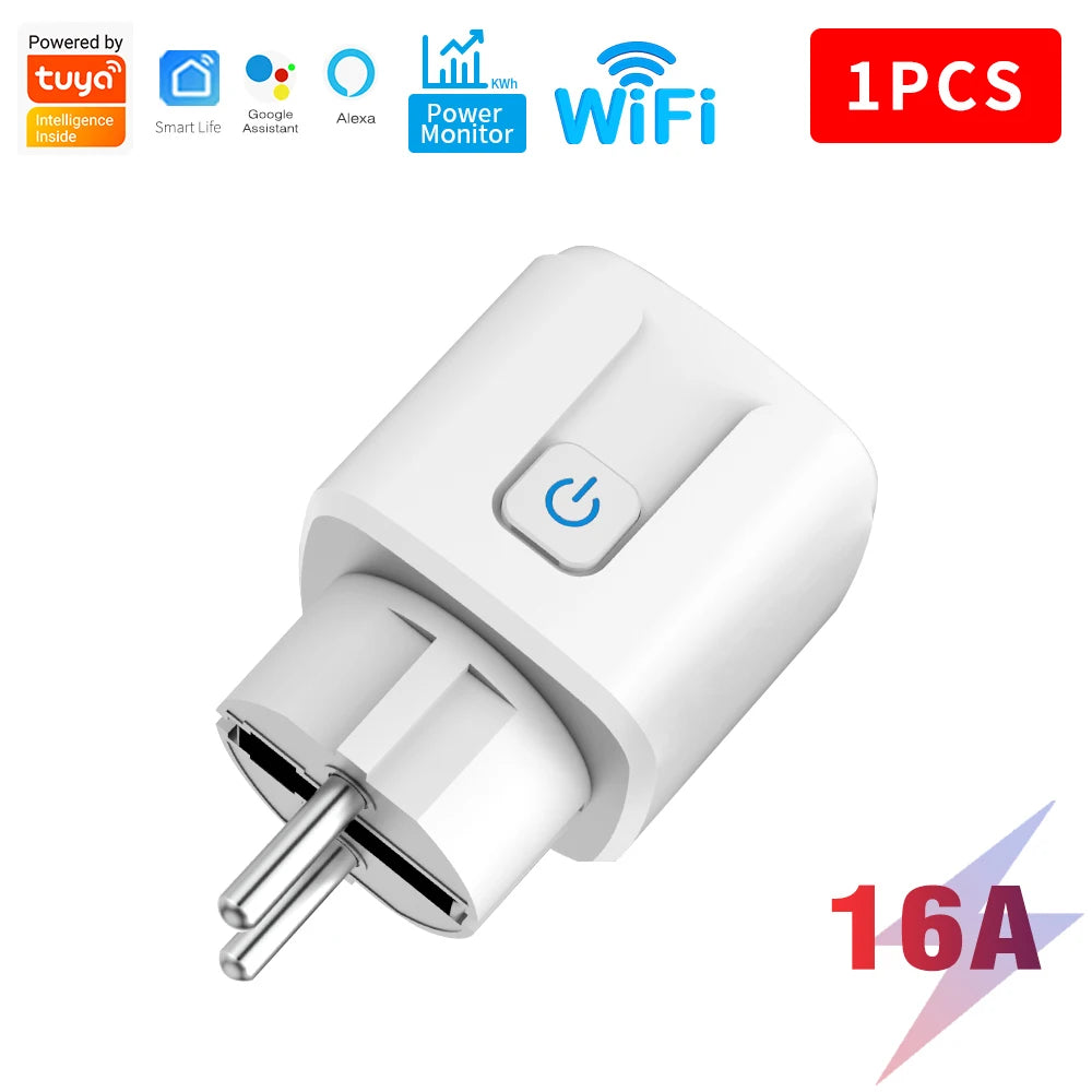 Smart Plug WiFi Socket EU 16A/20A With Power Monitor Timing Function Tuya Smart Life APP Control Works With Alexa Google Home