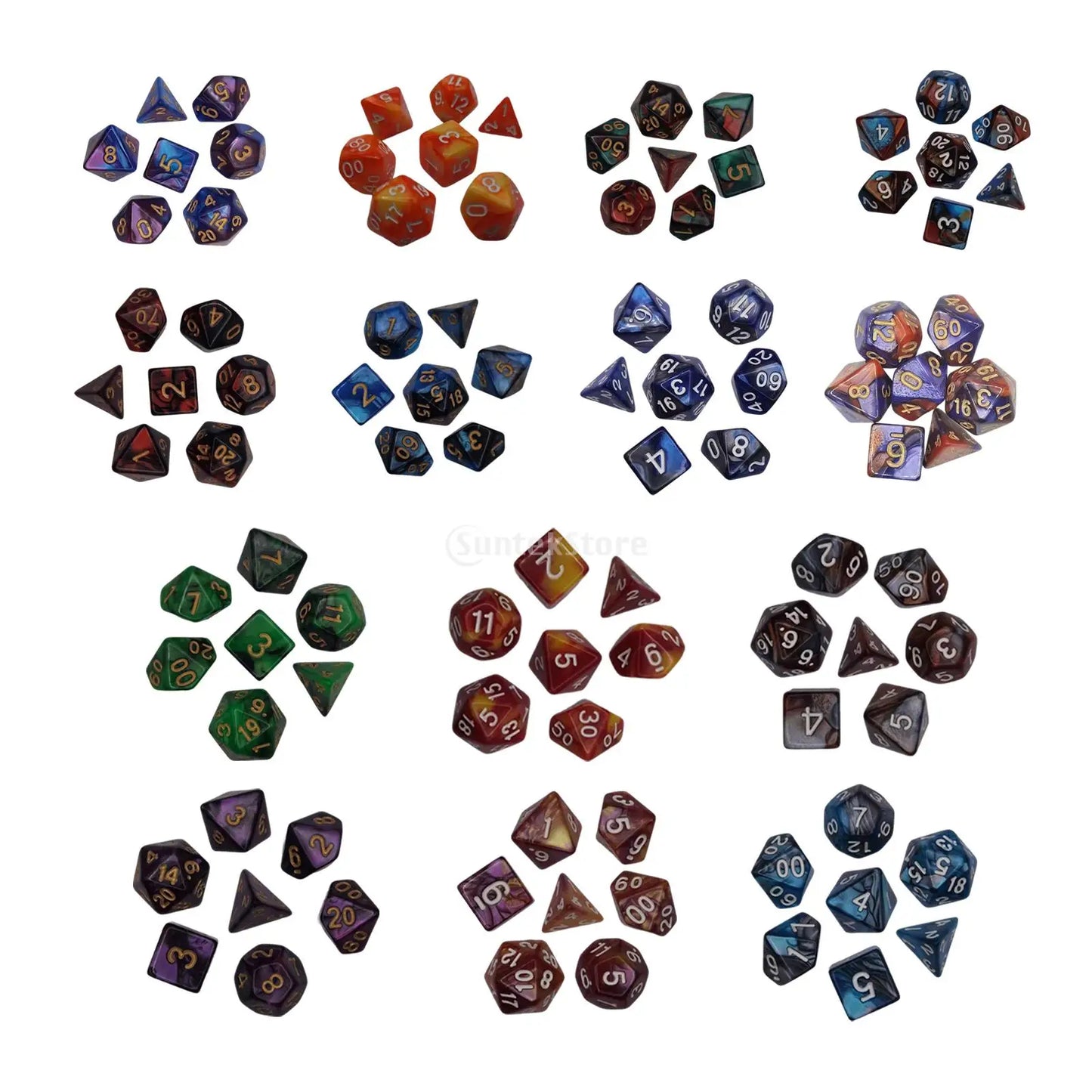 7/10Pcs Double-Colors Polyhedral Dices with Pouch Set D4, D6, D8, D12,D20, D10 for Board Game Role Playing Game Party
