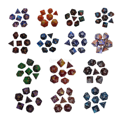 7/10Pcs Double-Colors Polyhedral Dices with Pouch Set D4, D6, D8, D12,D20, D10 for Board Game Role Playing Game Party