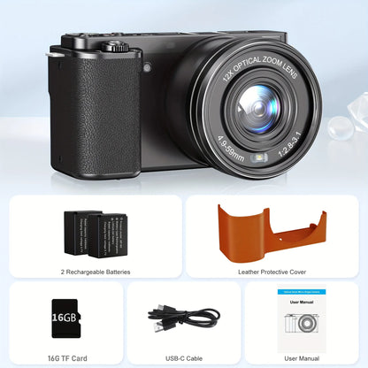 Komery 12X Optical Zoom SLR DSLR Camera 4K 64MP HD Digital Cameras For Photography Auto Focus WiFi Video Vlog Webcam Camcorder