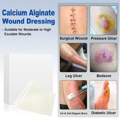 4'' x 4' 10pcs Calcium Alginate Wound Dressing Non Stick Gauze Pads High Absorbency Dressing Products for Wound Care