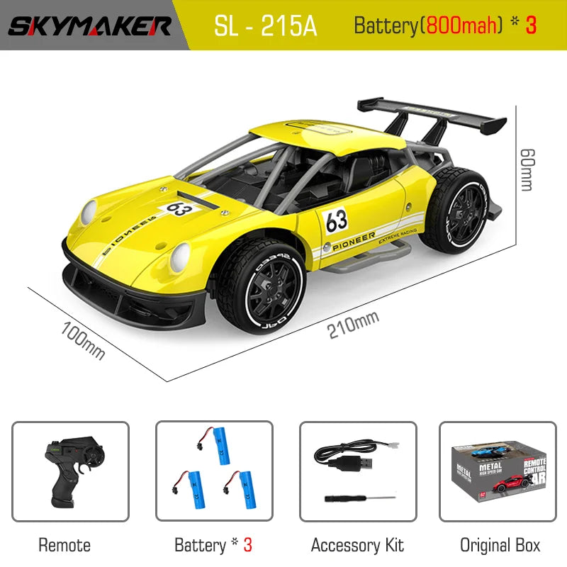 RC Metal Car Toys 1/24 2.4G High Speed Remote Control Mini Scale Model Vehicle Electric Metal RC Car Toys for Boys Children Gift