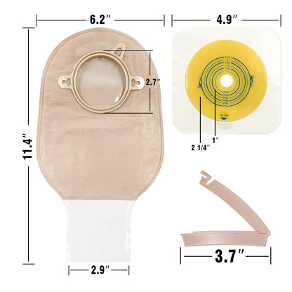 10pcs barriers/15pcs bags+6pcs barriers Two Piece Colostomy Bags with Clamp Clip for Ostomy Patient Care
