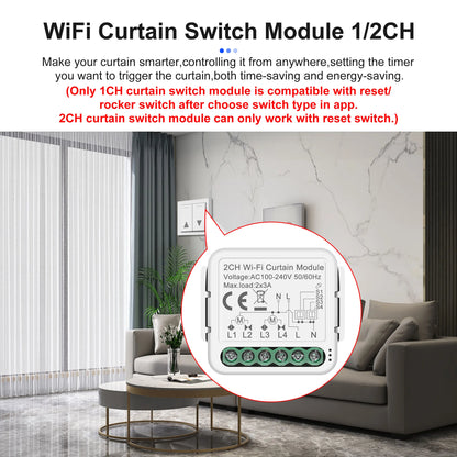 GIRIER Tuya Smart WiFi Light/Curtain/Dimmer Switch Modules Support 2 Way Control Works with Alexa Hey Google Alice No Hub Needed