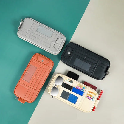 Car Sun Visor Organizer Storage Box Auto Sunglasses Clip Stowing Tidying Bag Bill Pen Card Holder CD DVD Organizer with Zipper