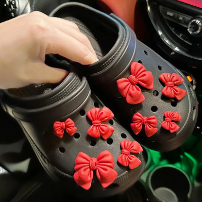 Cartoon Bow Tie Hole Shoe Charms Decorations Cute Rubber Purple Tie Shoe Flower Shoes Buckle DIY 3D Hole Shoe Accessories