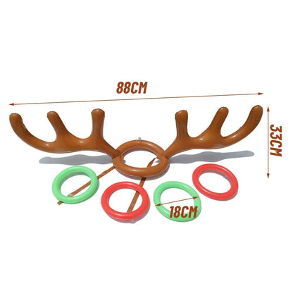 New Year Decoration Santa Funny Reindeer Antler Hat Inflatable Toys Ring Toss Christmas Game Outdoor Activity Xmas Kids Gift