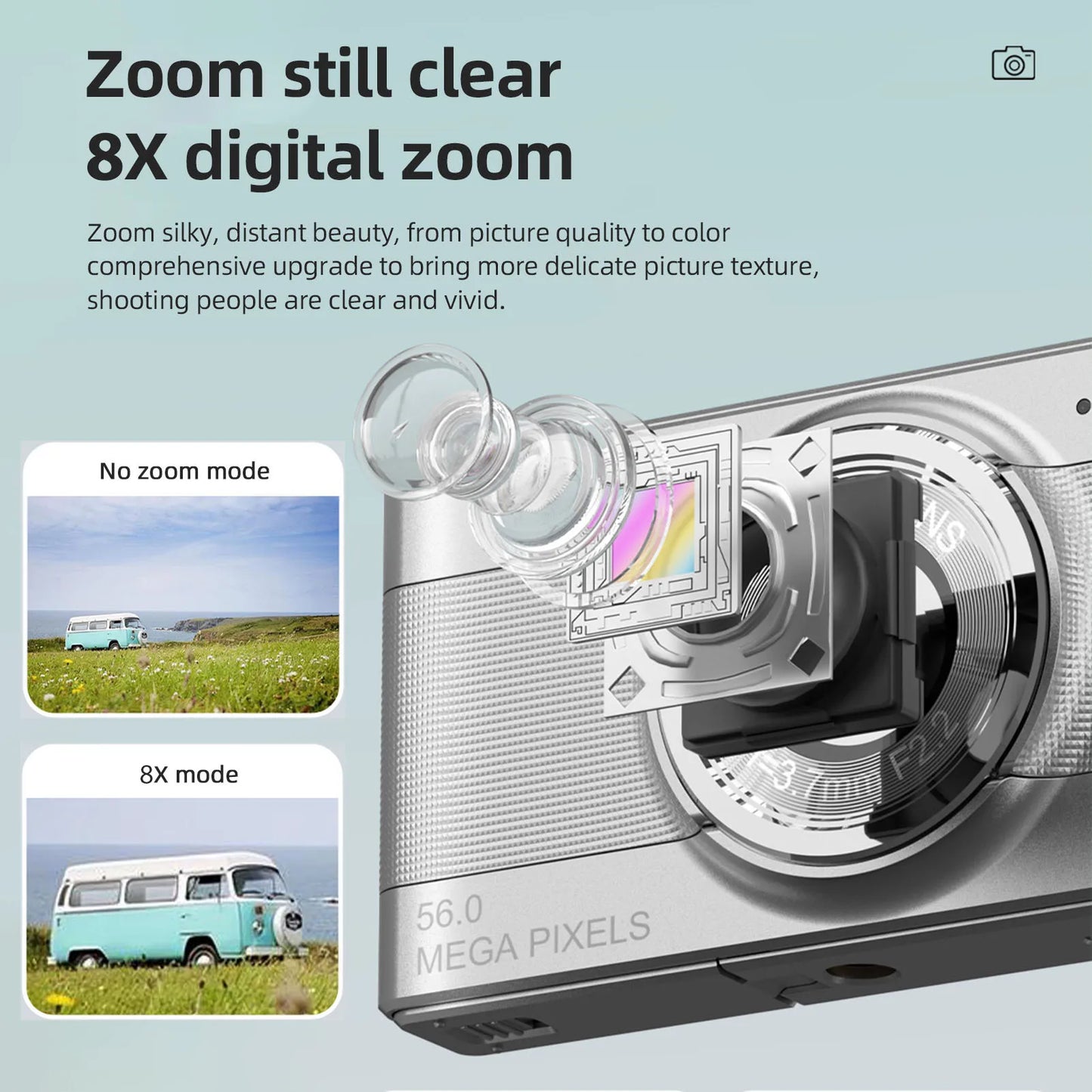 1080P Digital Camera Digital Video Camera Camcorder 56MP 2.88 Inch IPS Screen 8X Digital Zoom AF Christmas Gift for Kids Teens
