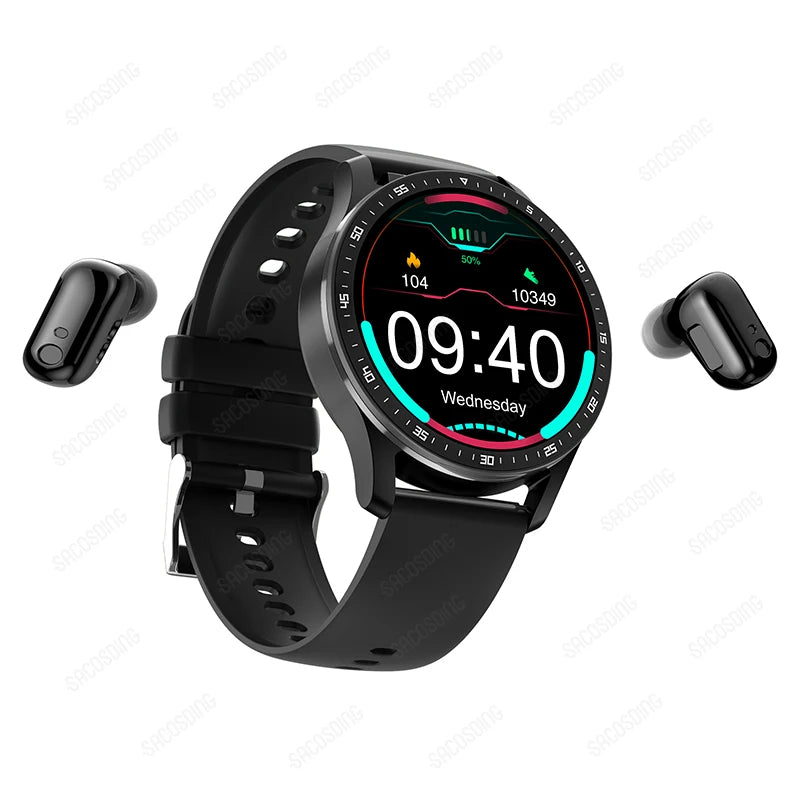2023 New Wireless Bluetooth TWS Two In One Headset Smart Watch Men Women Healthy Sport Fitness Music Watches For Android IOS