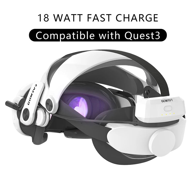 GOMRVR Comfort Battery Halo Head Strap Compatible with Meta Quest 3S Replancement of Elite Strap Enhanced Playtime and Support