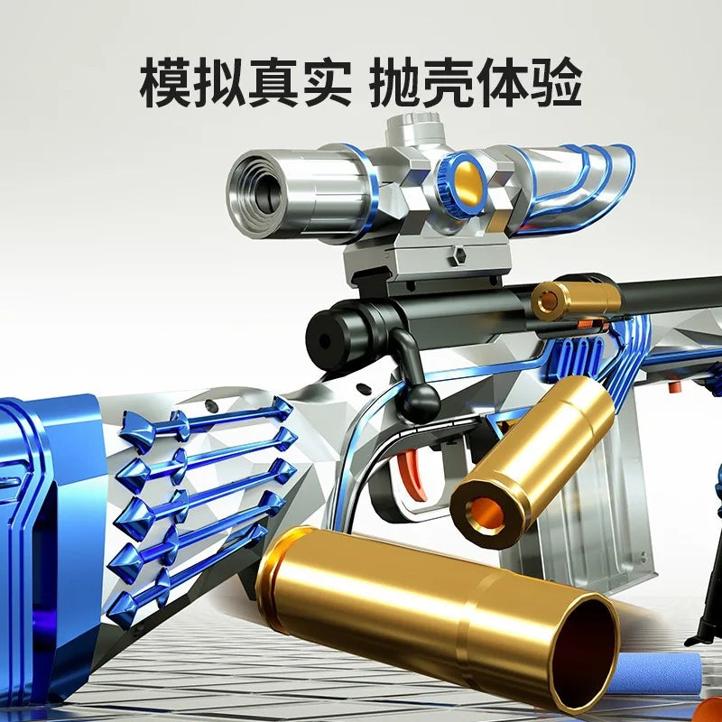 DIY Sniper Rifle Soft Bullets with Scope Manual Shell Ejection Toy Gun Outdoor Cs Game Prop Toy for Adult Boys Birthday Gift