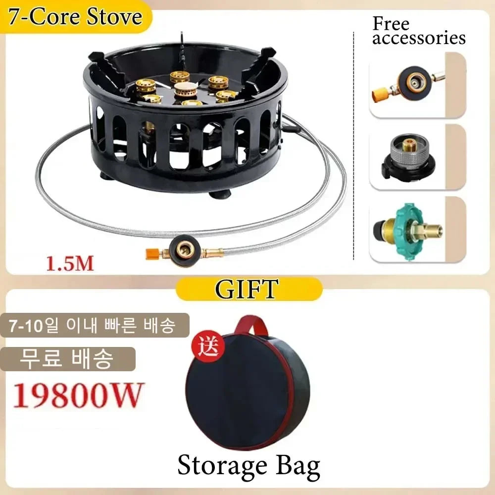 19800/20000W 7-Core Camping Stove High-Power Gase Burner Windproof Stove Electronic ignition Outdoor Stoves Hiking Camping 2023