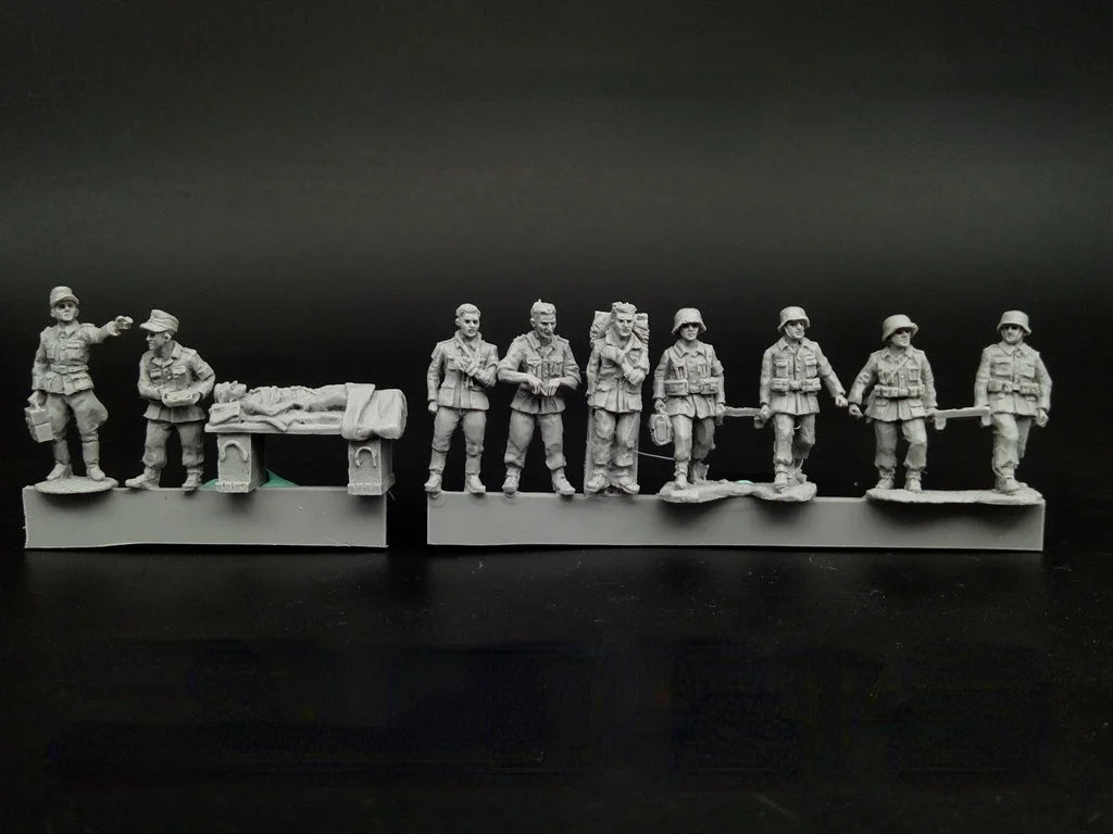 1/72 Scale Die-cast Resin Model Medical Soldiers And Ambulance Soldiers Model Assembly Kit, Diorama (unpainted)