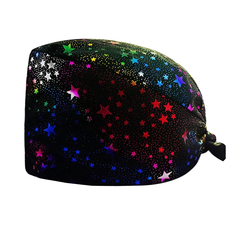 Cartoon Printed Women's Surgical Cap, 100% Pure Cotton Dental Cap, Beauty Salon Breathing and Cleaning Cap, Laboratory Work Cap