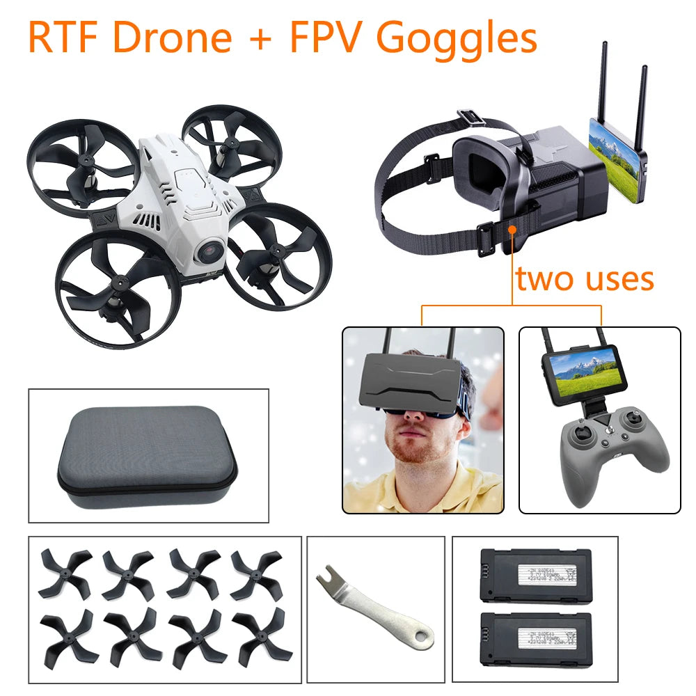 PHISITAL RTF FPV RC Racing Drone 87mm Micro Quadcopter Toys with 5.8G 600TVL 32CH Camera/4.3 Inch Monitor/FPV Goggles